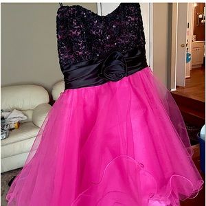 Vintage Y2k Hot Pink and Black Prom Dress